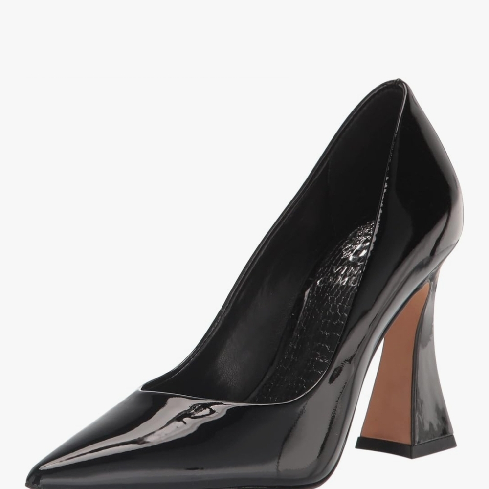 Vince Camuto Black Patent Leather Heels with Geometric Heel